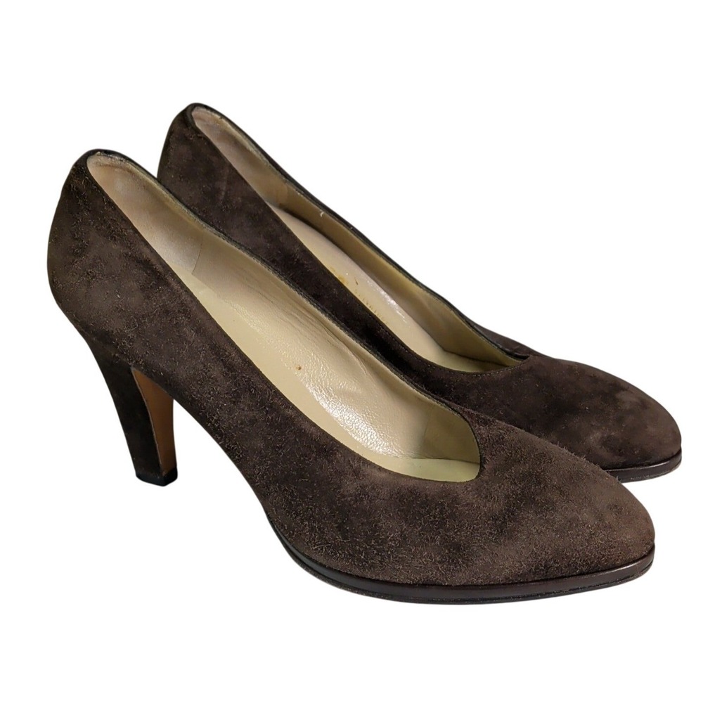 Salvatore Ferragamo Suede Leather Pumps Heels Womens Size 7.5B Brown Italy